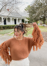 Load image into Gallery viewer, Fringe Sleeve Shag Knit Sweater in Rust