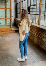 Load image into Gallery viewer, Teddy Fuzzy Crop Jacket with Leather Elbows in Light Taupe