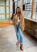 Load image into Gallery viewer, Fringe Open Front Cardigan in Light Mocha