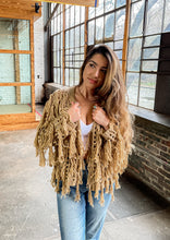 Load image into Gallery viewer, Fringe Open Front Cardigan in Light Mocha