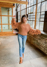 Load image into Gallery viewer, Fringe Sleeve Shag Knit Sweater in Rust