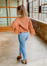 Load image into Gallery viewer, Fringe Sleeve Shag Knit Sweater in Rust