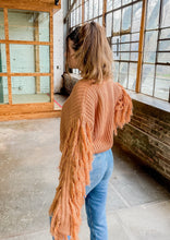 Load image into Gallery viewer, Fringe Sleeve Shag Knit Sweater in Rust