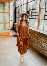 Load image into Gallery viewer, See You Later Satin Slip Dress in Rust