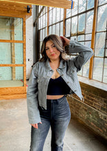 Load image into Gallery viewer, Kenzie Charcoal Black Denim Jacket