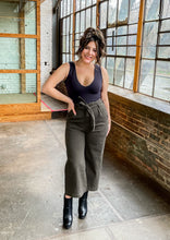 Load image into Gallery viewer, Wide Leg Crop Paperbag Pants in Dark Olive