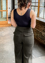 Load image into Gallery viewer, Wide Leg Crop Paperbag Pants in Dark Olive